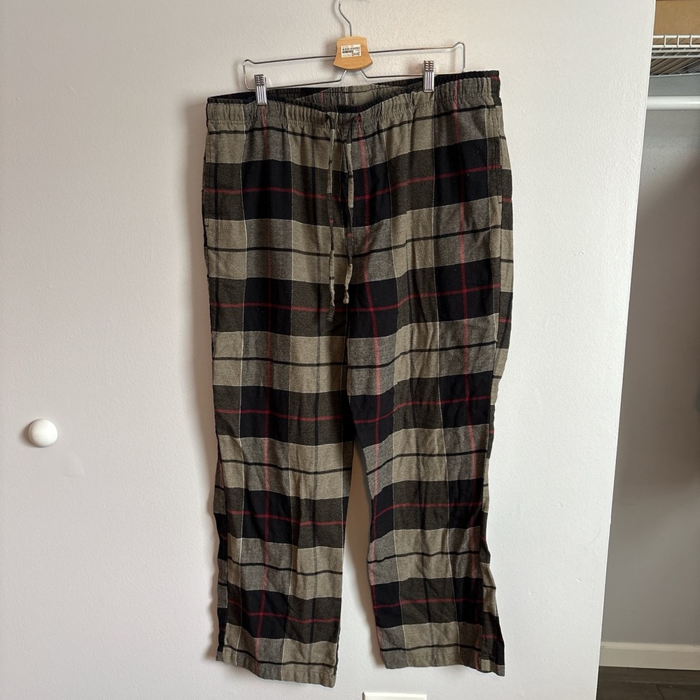 Plaid Men's Pants - Black and Tan